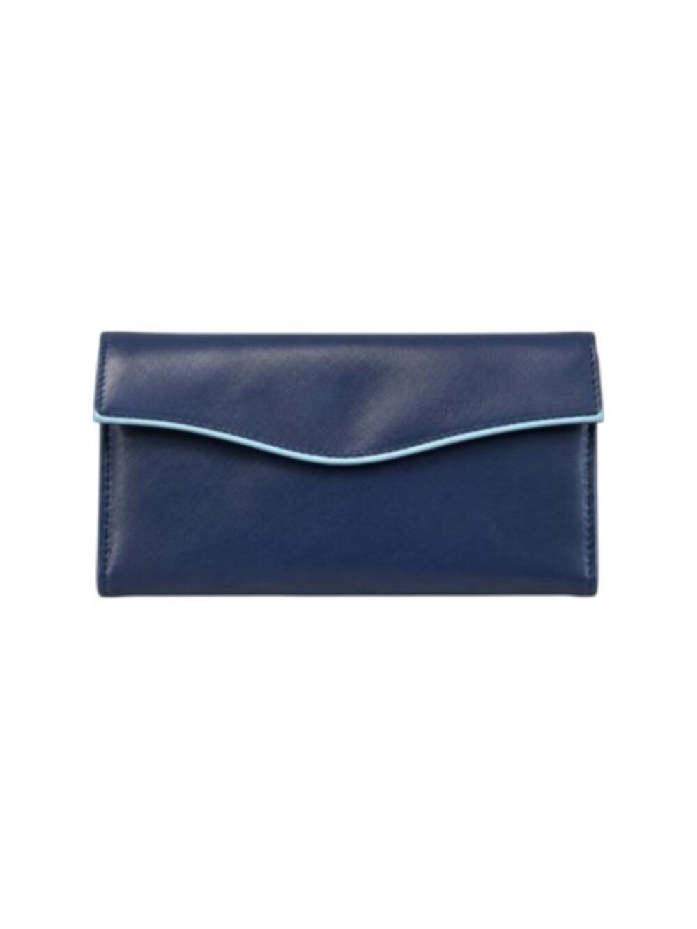 Vintage Buxton Navy Leather Clutch Wallet NOS Original Box